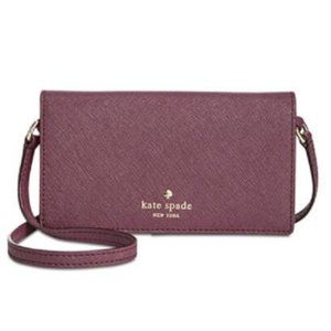 kate spade new york iPhone 7 Leather Crossbody Wallet - Deep Plum